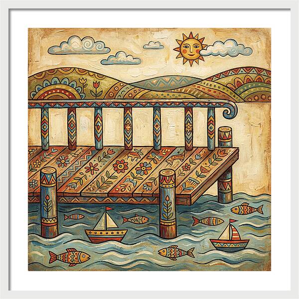 Folk Art Dock Scene