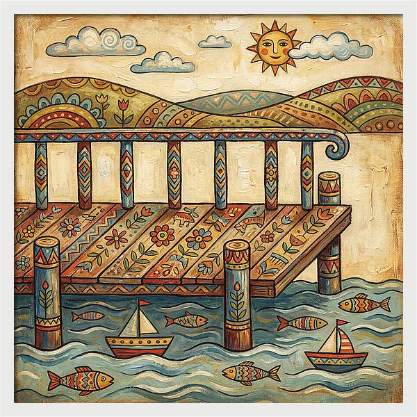 Folk Art Dock Scene