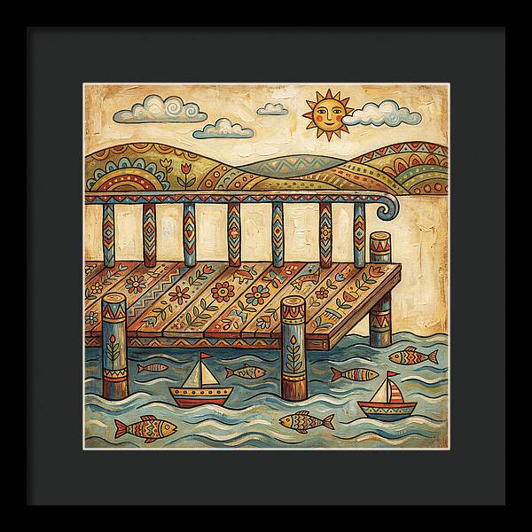 Folk Art Dock Scene