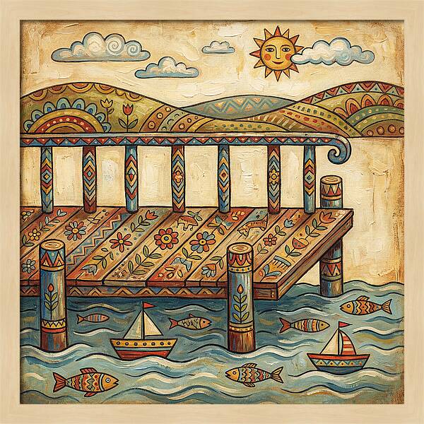 Folk Art Dock Scene