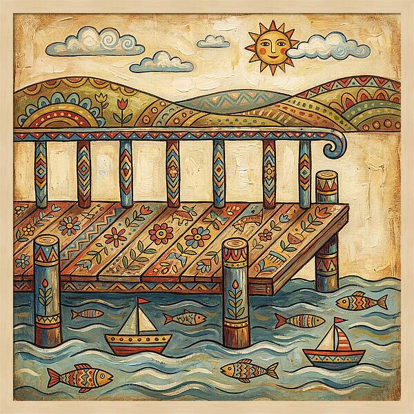 Folk Art Dock Scene