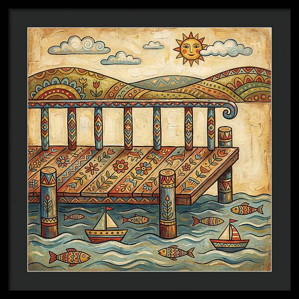 Folk Art Dock Scene