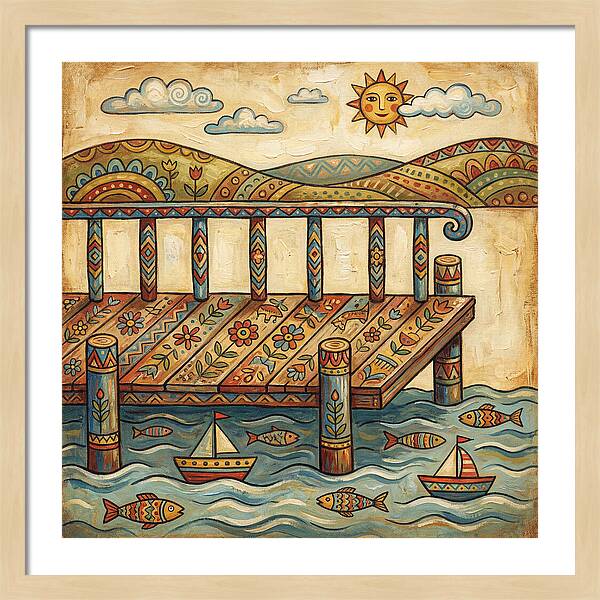 Folk Art Dock Scene