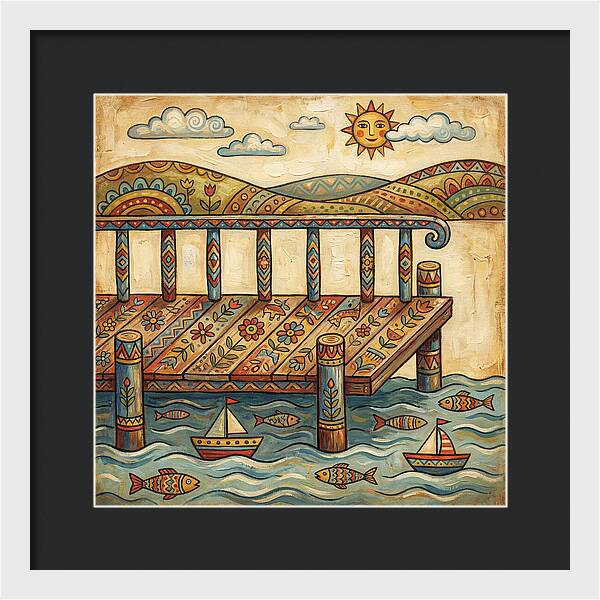 Folk Art Dock Scene