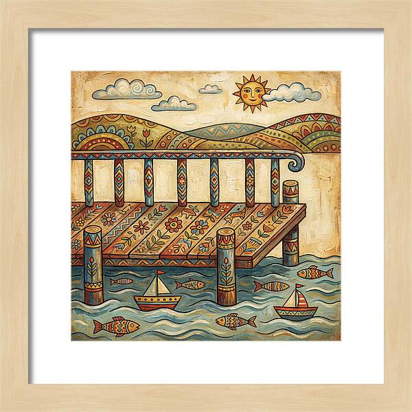 Folk Art Dock Scene