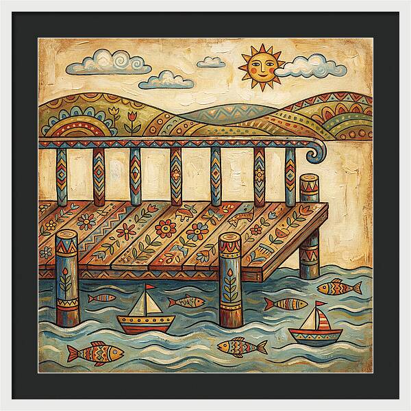 Folk Art Dock Scene