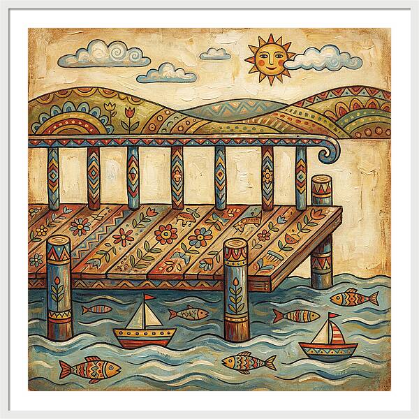 Folk Art Dock Scene