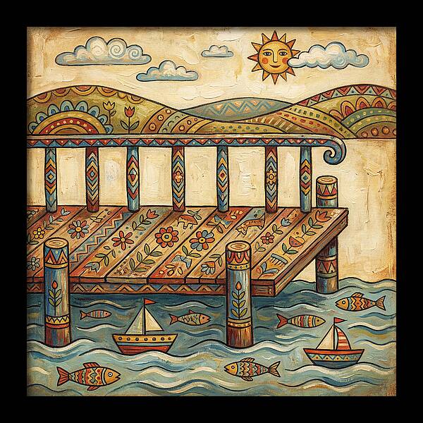 Folk Art Dock Scene