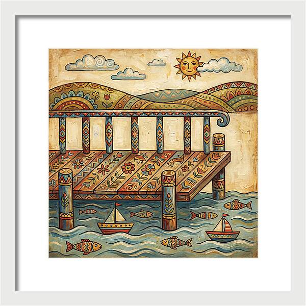 Folk Art Dock Scene