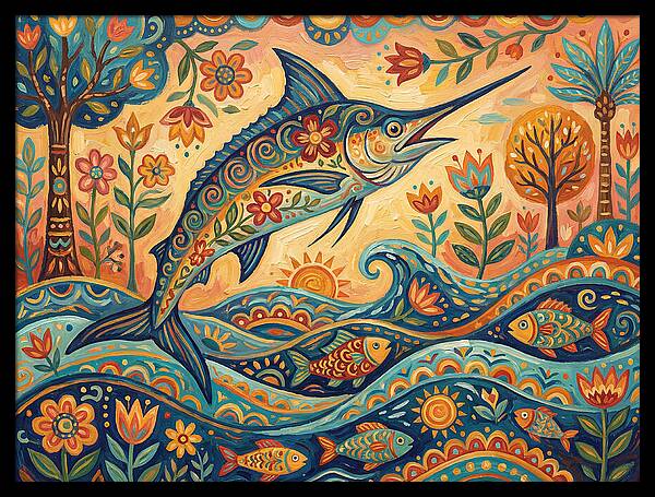 Folk Art Marlin Celebration