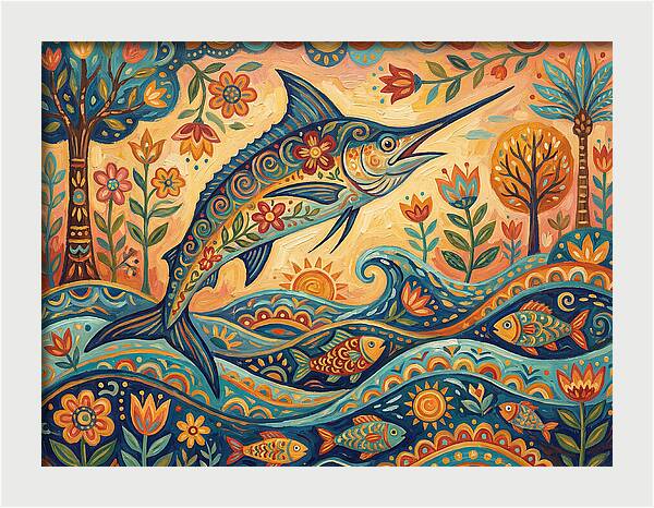 Folk Art Marlin Celebration