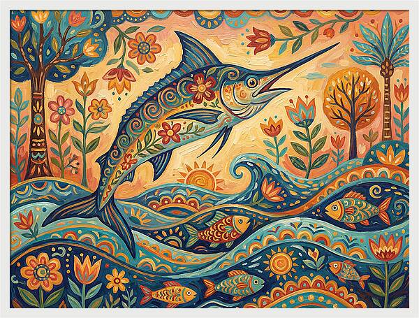 Folk Art Marlin Celebration