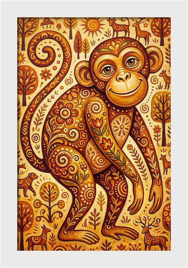 Folk Art Monkey Delight