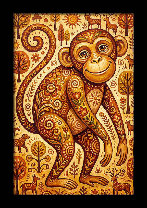 Folk Art Monkey Delight