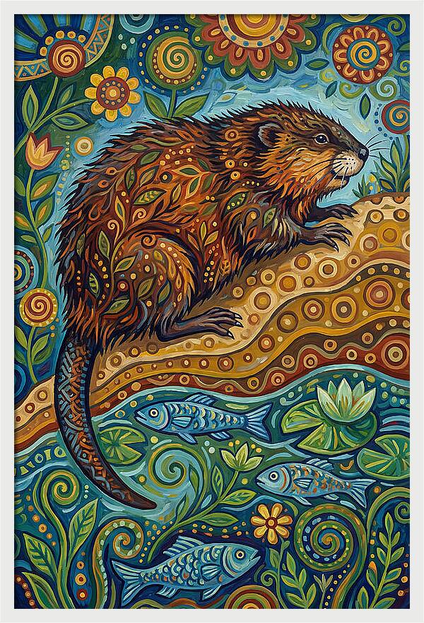 Folk Art Ondatra Scene