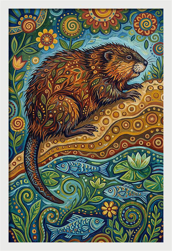 Folk Art Ondatra Scene