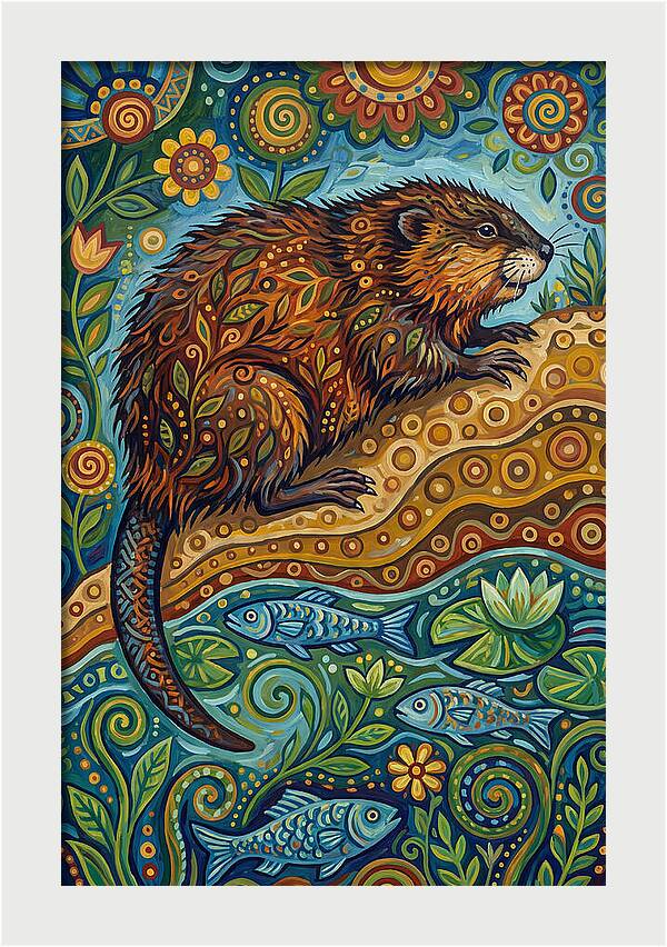 Folk Art Ondatra Scene
