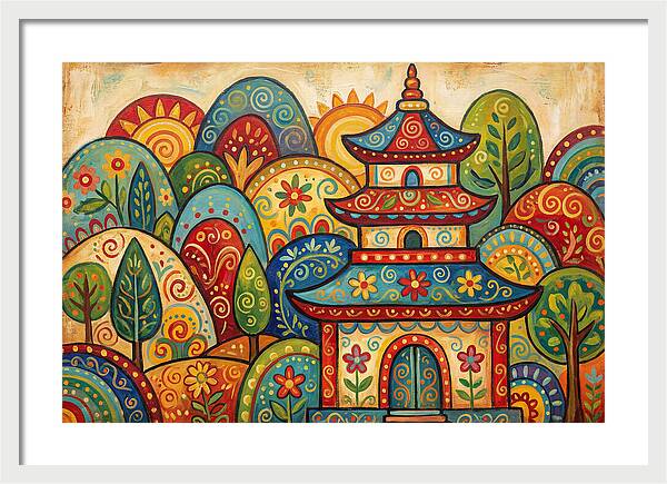 Folk Art Pagoda Amidst Nature