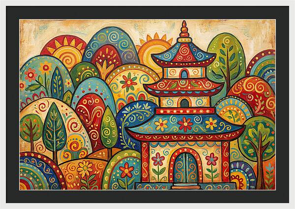 Folk Art Pagoda Amidst Nature