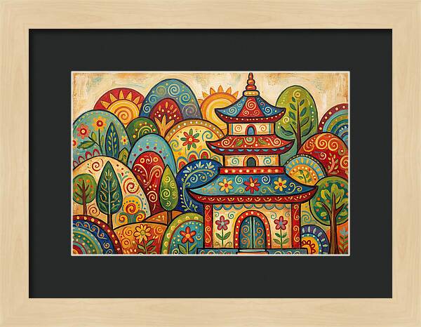 Folk Art Pagoda Amidst Nature