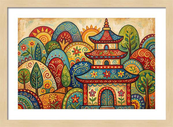 Folk Art Pagoda Amidst Nature
