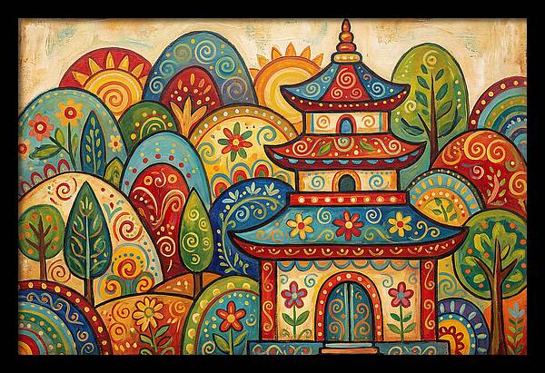 Folk Art Pagoda Amidst Nature