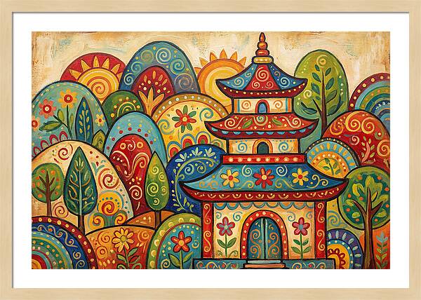 Folk Art Pagoda Amidst Nature