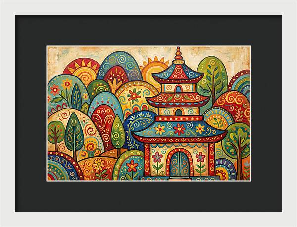 Folk Art Pagoda Amidst Nature