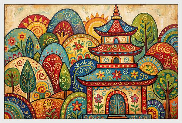 Folk Art Pagoda Amidst Nature