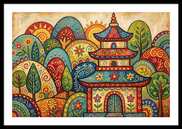 Folk Art Pagoda Amidst Nature