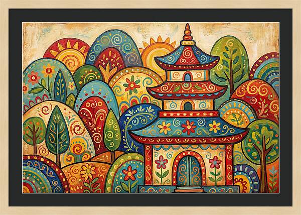 Folk Art Pagoda Amidst Nature