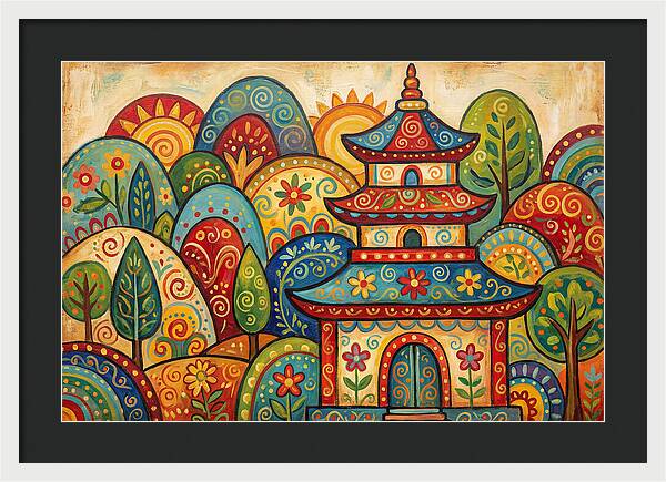 Folk Art Pagoda Amidst Nature