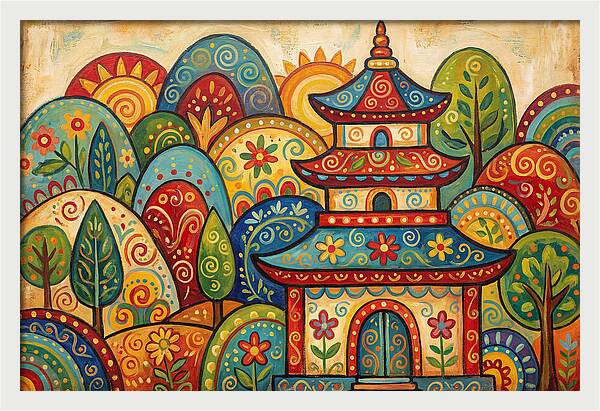 Folk Art Pagoda Amidst Nature