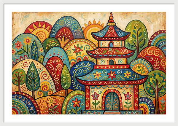 Folk Art Pagoda Amidst Nature