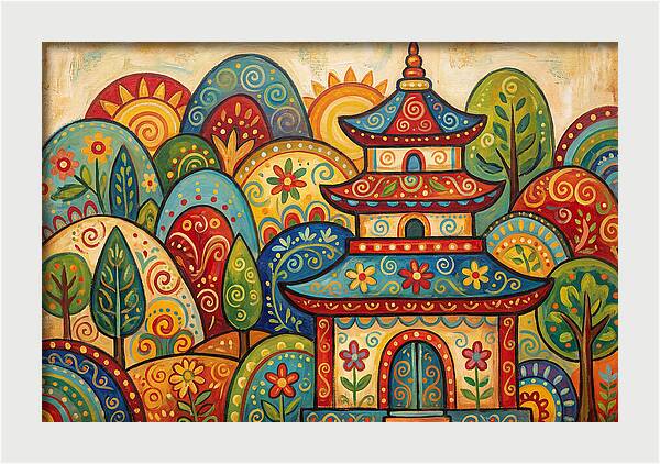 Folk Art Pagoda Amidst Nature