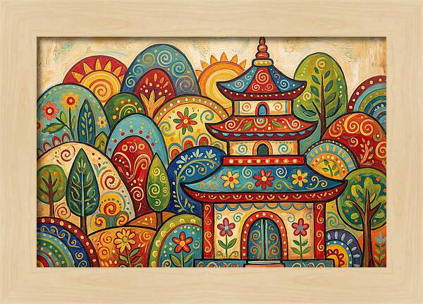 Folk Art Pagoda Amidst Nature