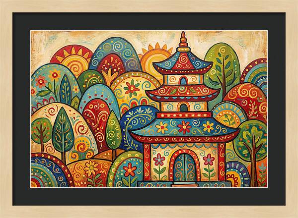 Folk Art Pagoda Amidst Nature