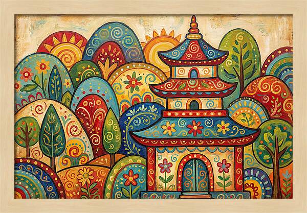 Folk Art Pagoda Amidst Nature