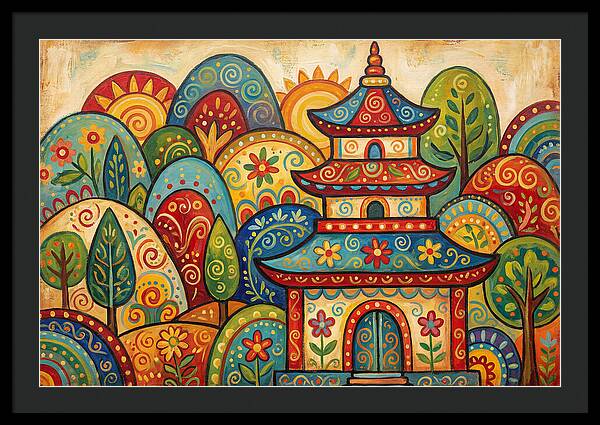 Folk Art Pagoda Amidst Nature