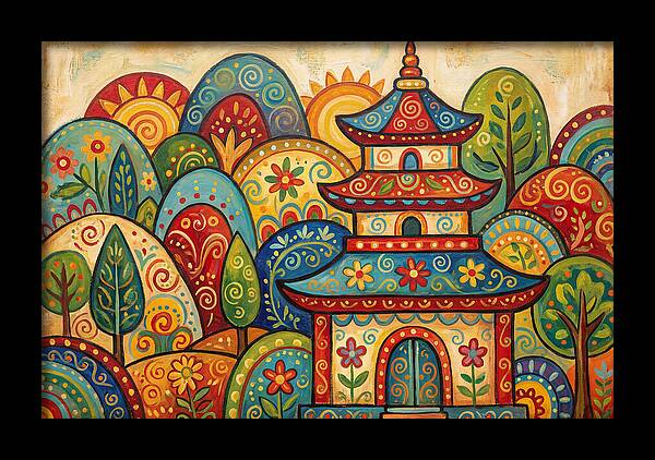 Folk Art Pagoda Amidst Nature