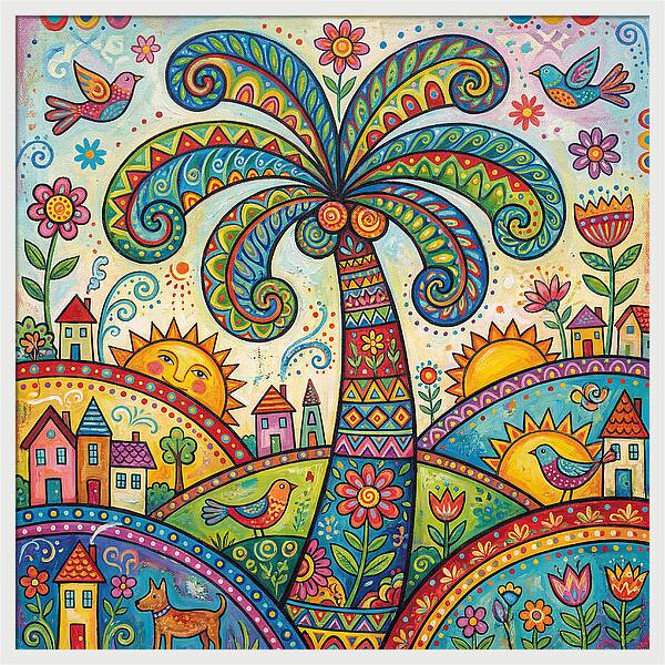 Folk Art Palm Tree Paradise
