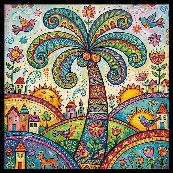 Folk Art Palm Tree Paradise