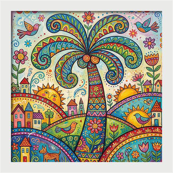 Folk Art Palm Tree Paradise