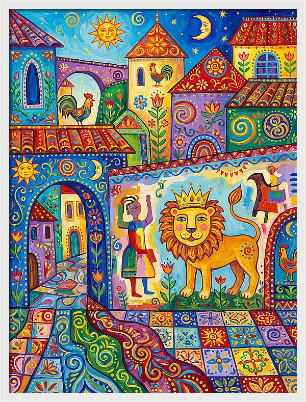 Folk Art Street Scene