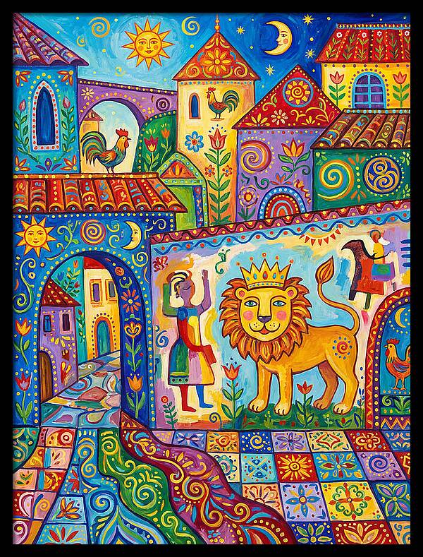 Folk Art Street Scene