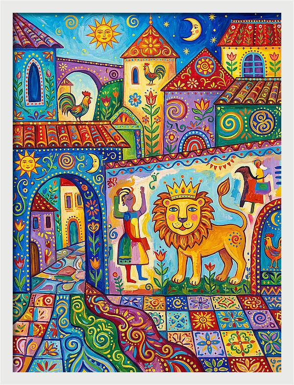 Folk Art Street Scene