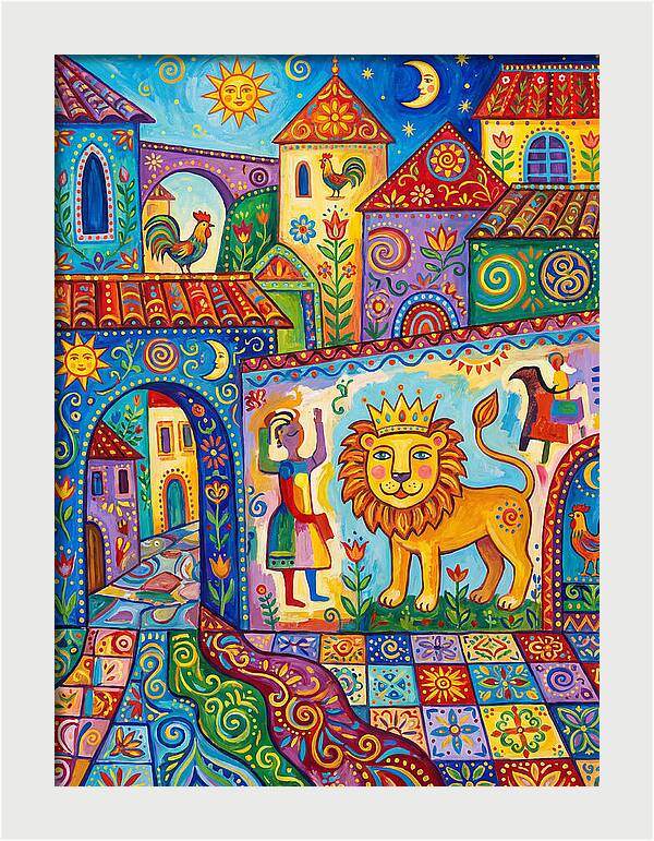 Folk Art Street Scene