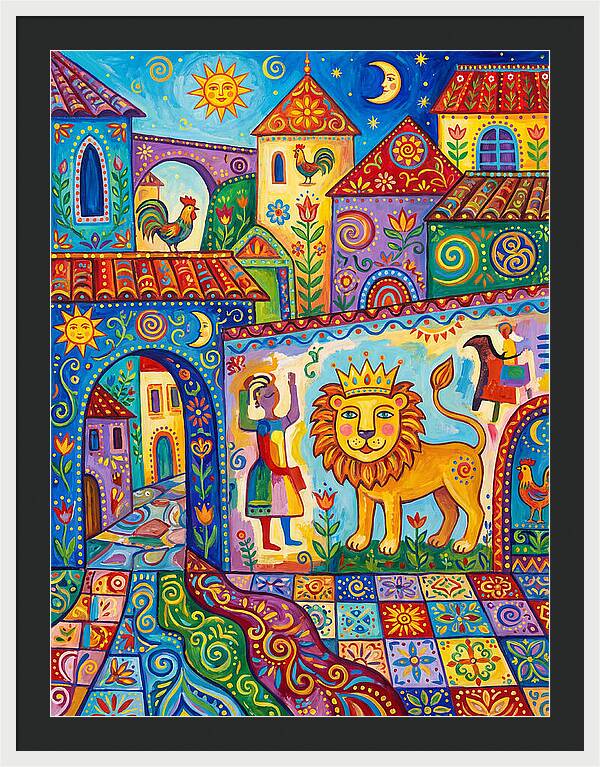 Folk Art Street Scene