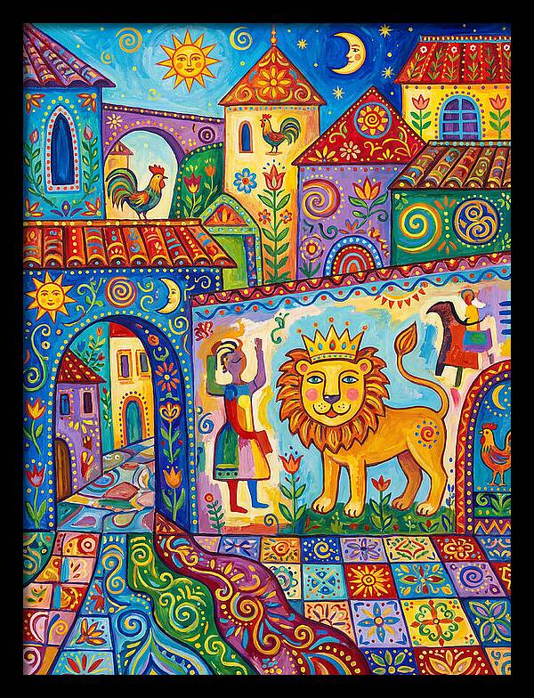 Folk Art Street Scene