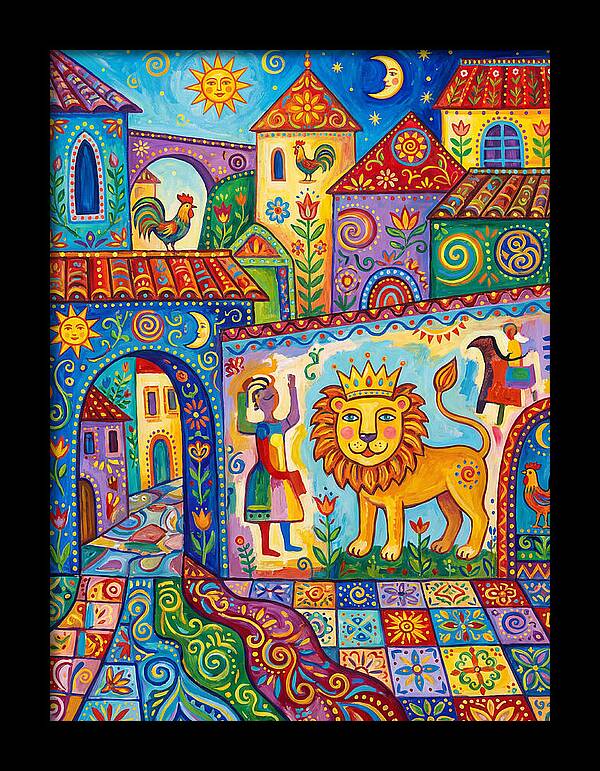 Folk Art Street Scene